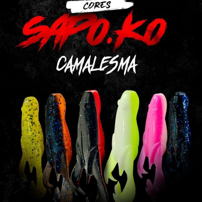 Isca Soft Artificial Sapoko Camalesma 9 cm (3un) Criatura Frog Soft Sapo Traíra Traírão Black Bass