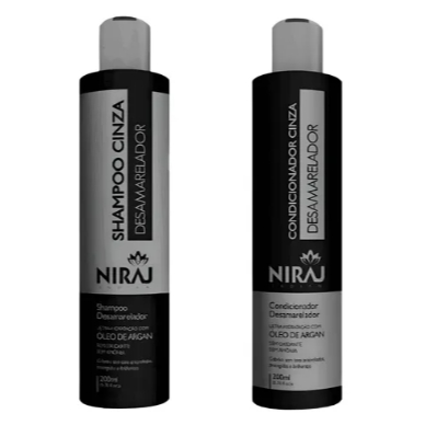 Kit Shampoo e Condicionador Desamarelador Cinza Niraj 200ml – Óleo de Argan em Oferta na Shopee
