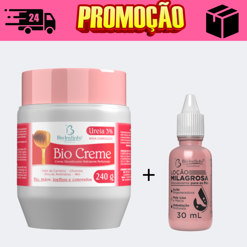 Kit Spa dos pés Creme hidrante + Loção milagrosa para macies e afinamento Bio Instinto