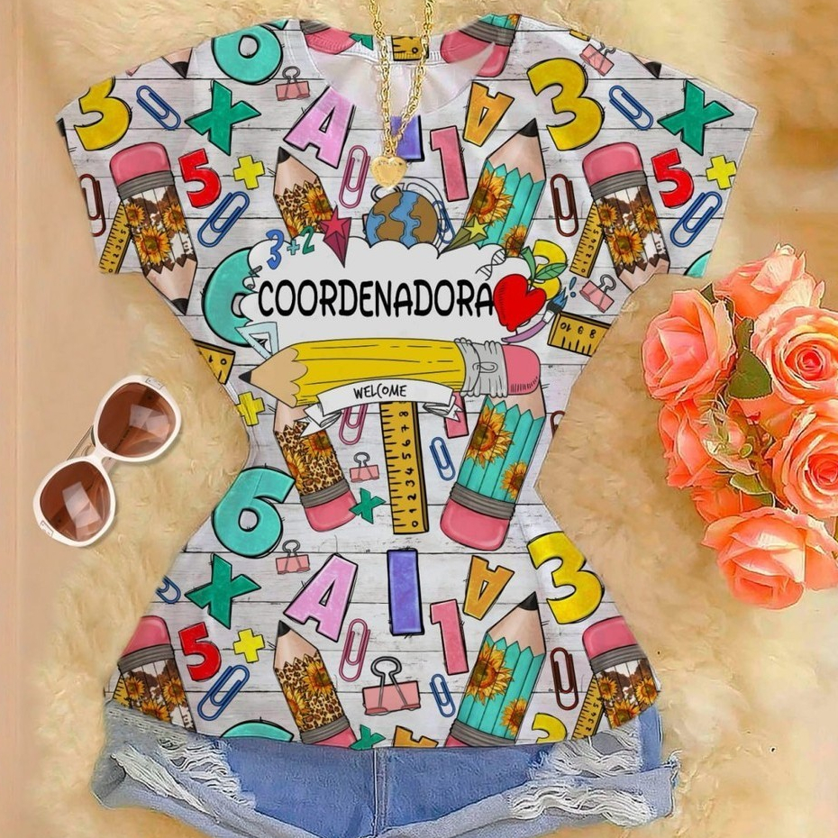 Tshirt Feminina Premium Profissões Camiseta Uniforme Escolar P ao G2 Manga Curta