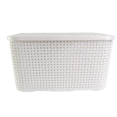 Detalhes do Kit Com 3 Cestos Caixa Organizadora Rattan Branca 15 Litros - Arqplast - Toy 25591