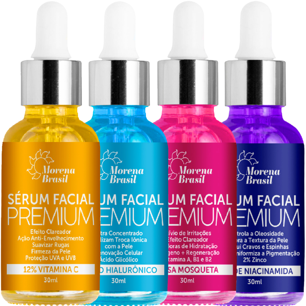 Kit Séruns Morena Brasil Premium - Tratamento Facial Completo Dia e Noite