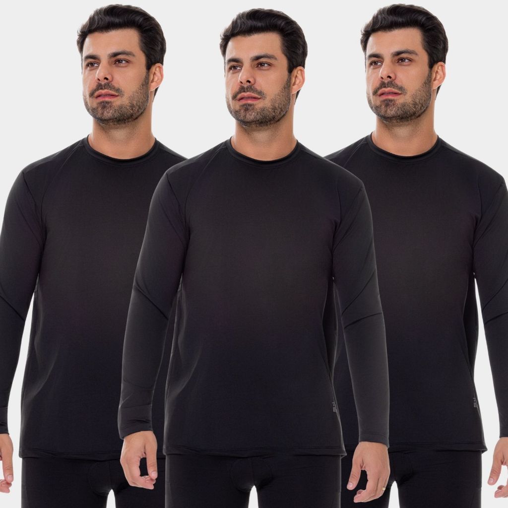 Combo 3 Camisas Masculina Proteção UV Térmica Segunda Pele Casual Academia Praia