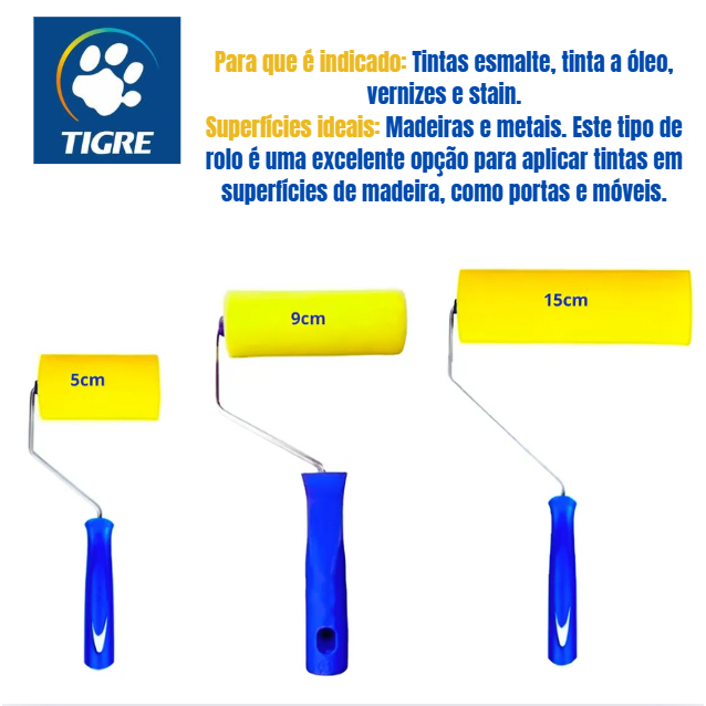 Rolinho de Espuma Tigre - 05 cm | 09 cm | 15 cm Esmalte e Verniz Oleo em Oferta na Shopee