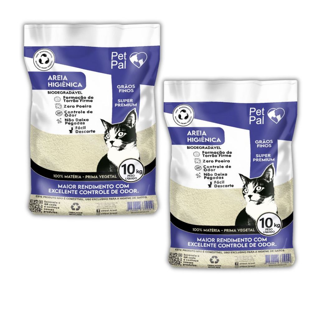 Areia Higiênica Biodegradável Para Gatos PetPal 20kgs