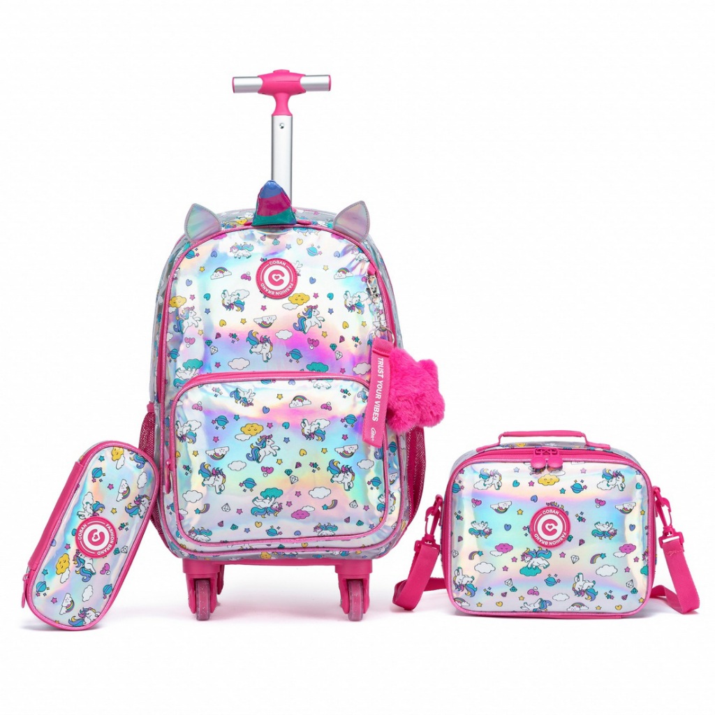 Kit Mochila Infantil Unicornio Coban Escolar Mochila Estojo Lancheira