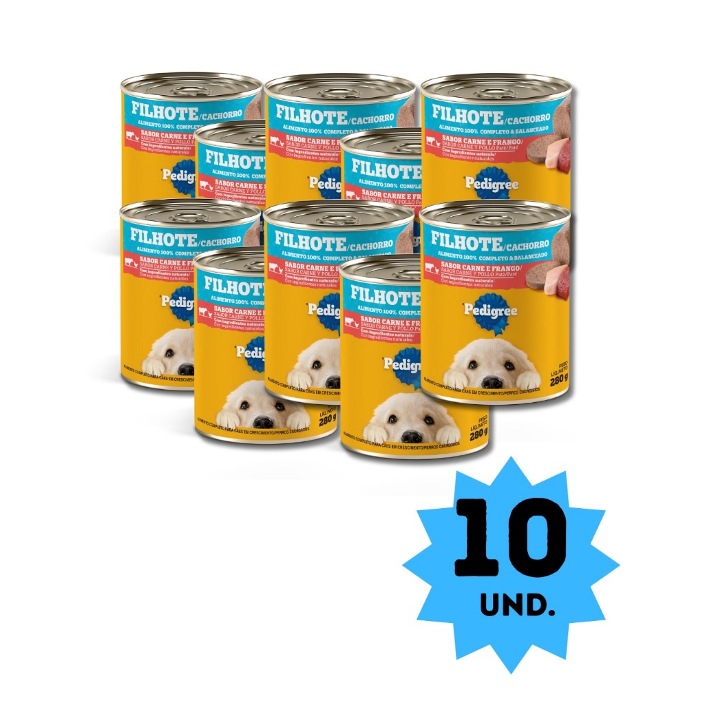 KIT LATA PEDIGREE FILHOTE CARNE E FRANGO 280G CADA
