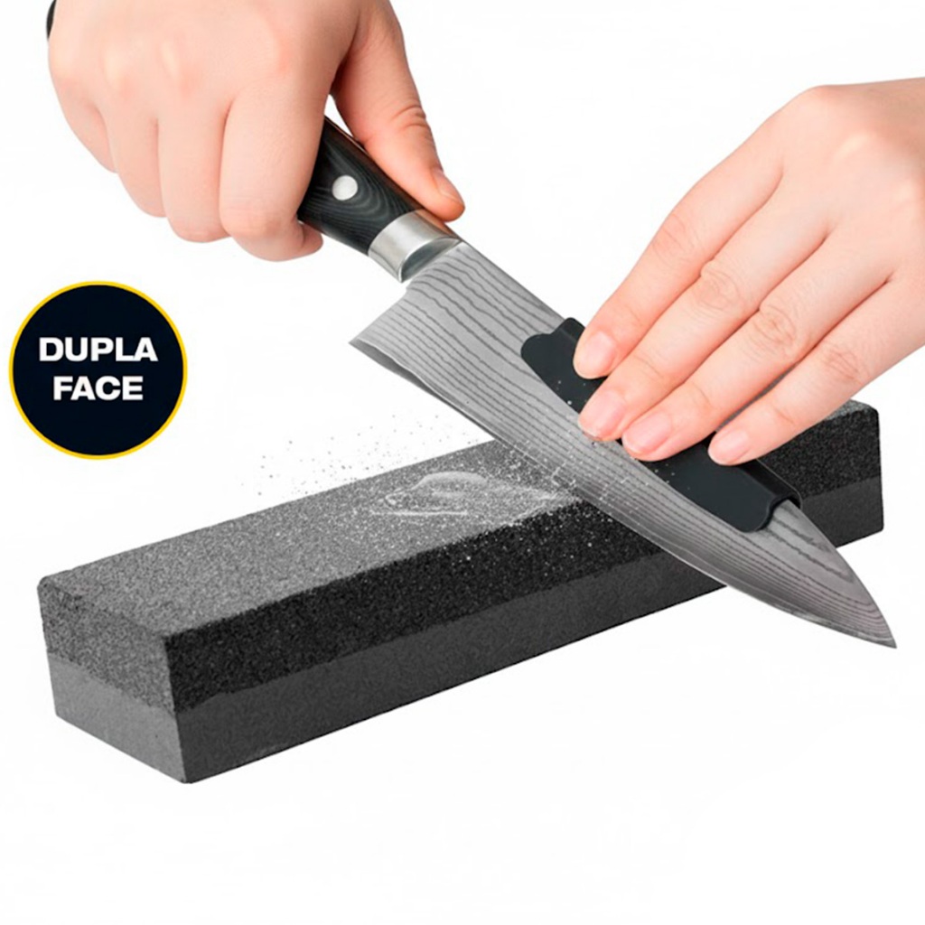 Pedra De Amolar Faca Dupla Face Retangular Profissional 6" Pol Oz em Oferta na Shopee