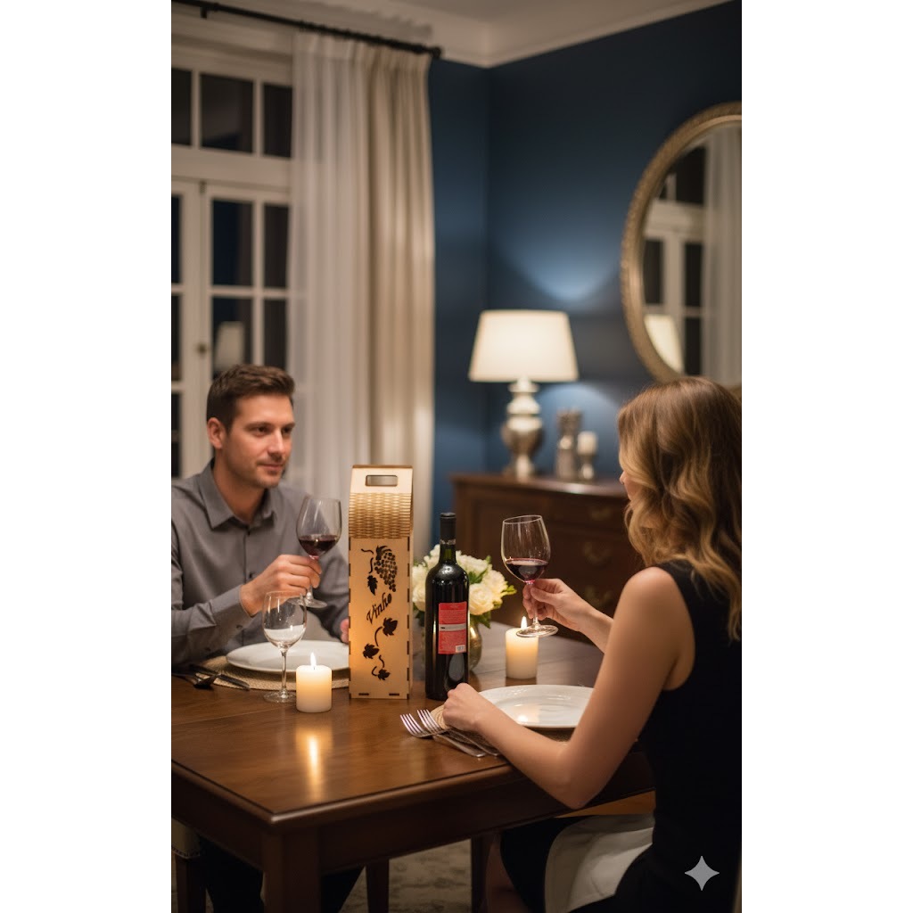 Caixa Porta Vinho em MDF com alça flexível - Personalizamos DV_0199