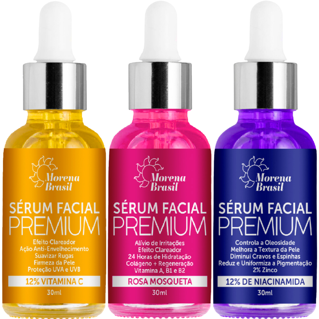 KIT 3X SÉRUM PREMIUM | ROSA MOSQUETA + VITAMINA C-10  NIACINAMIDA
