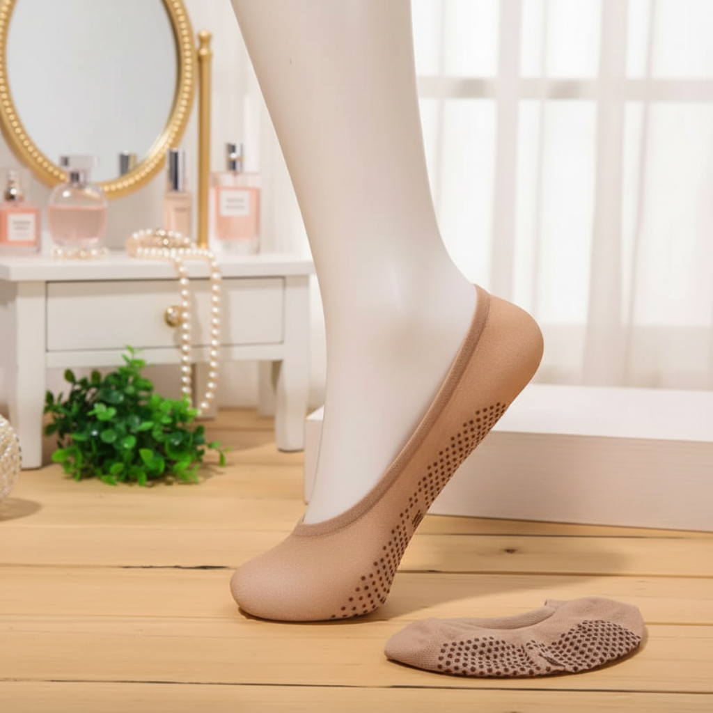 Kit Meia Sapatilha Fina Antiderrapante Invisível Yoga Pilates Scarpin Soquete Mocassim Feminina Adulto
