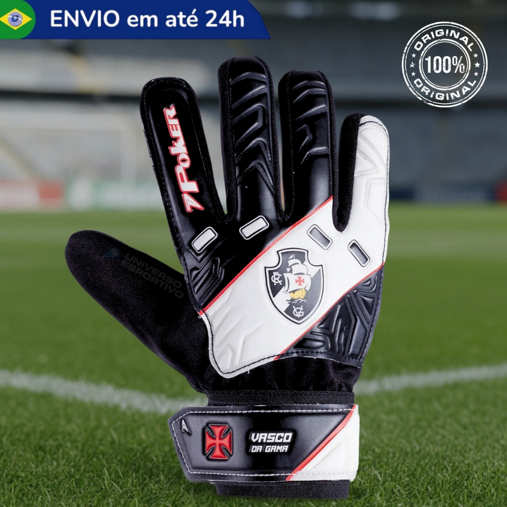 Luva Goleiro Vasco da Gama Infantil Oficial Licenciada Futebol Original Macia Criança Juvenil Pro