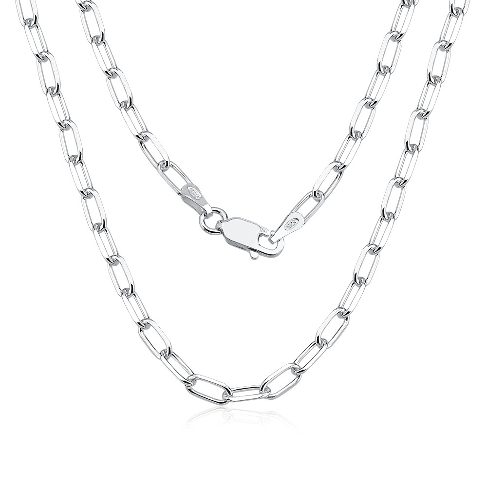 Corrente Masculina de Prata 925 Elos Alongados em Oferta na Shopee