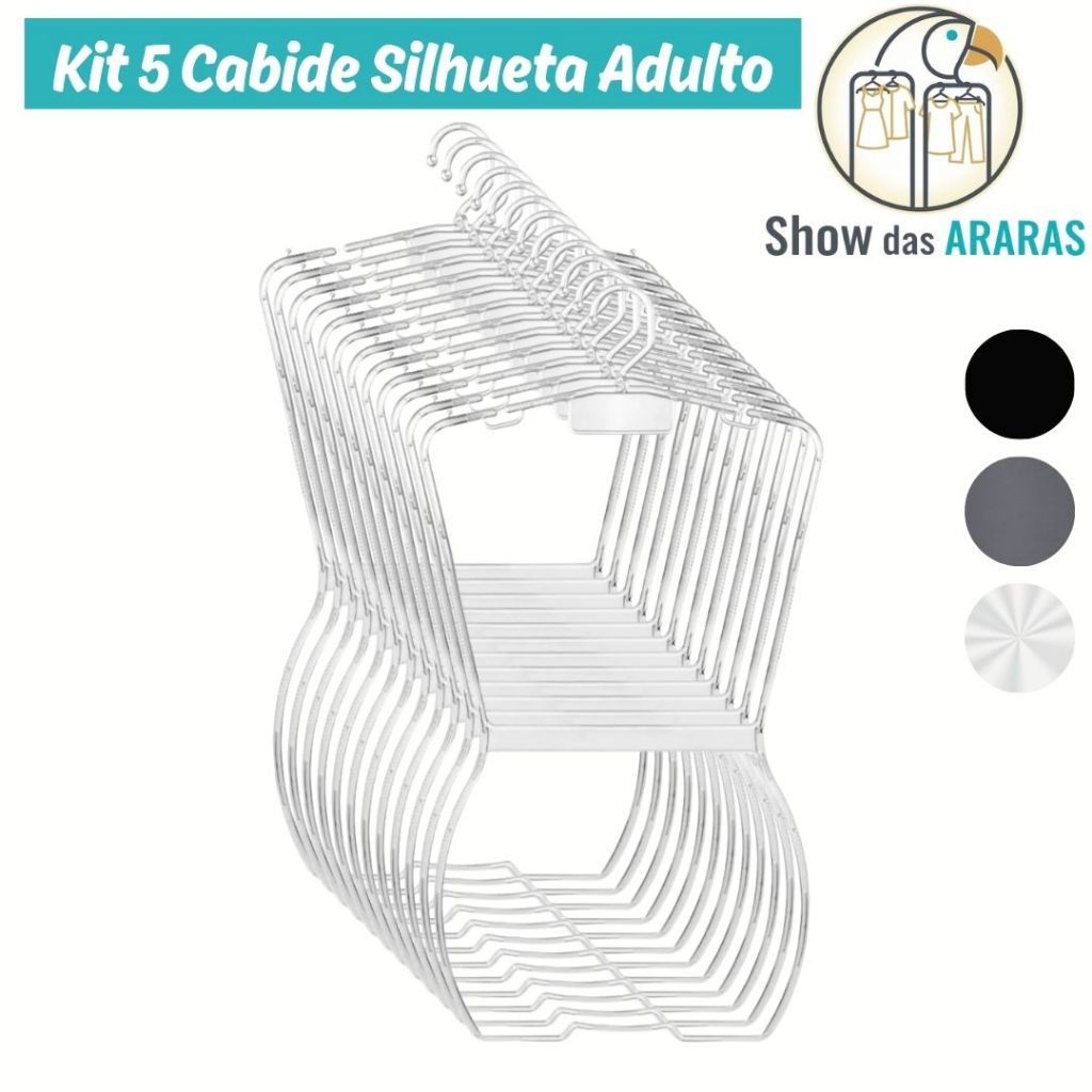 Kit 5 Cabide Silhueta Adulto - Reforçado em Oferta na Shopee