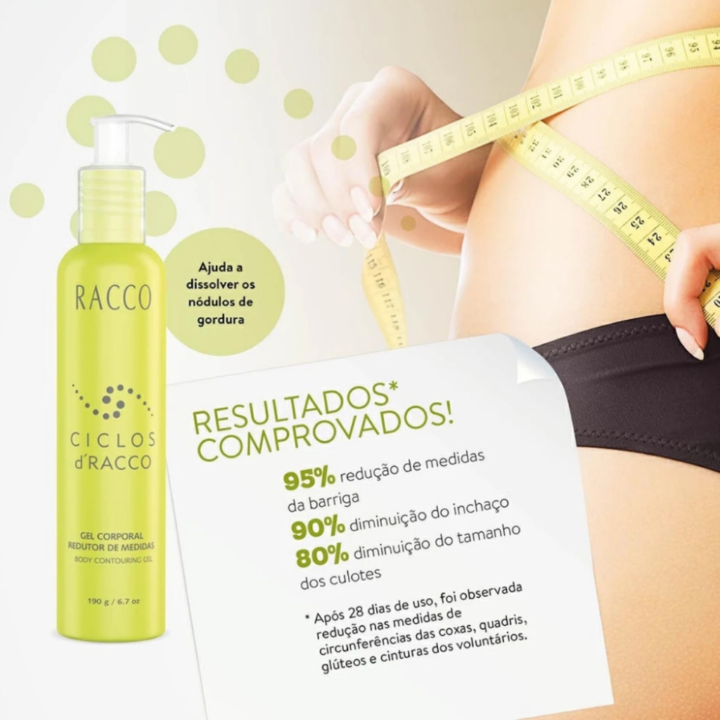Gel Termorredutor Corporal Ciclos Racco 190g Redutor de Medidas Efeito Gelado d'Racco Original