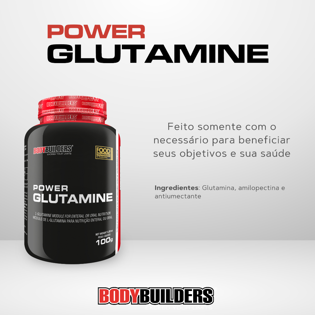 Detalhes do Power Glutamina 100g - Auxilia na Recuperação Muscular - Bodybuilders