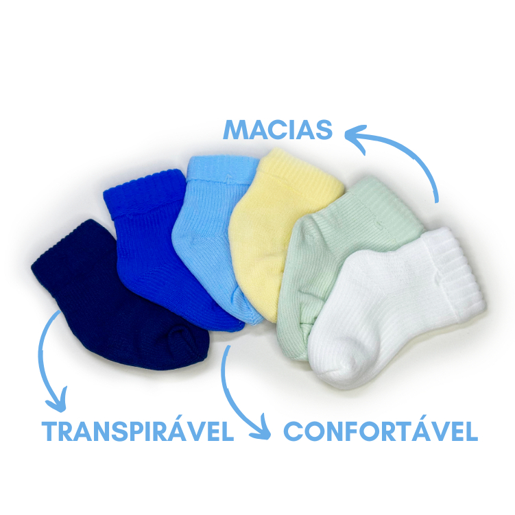 Kits - Meia bebê RN Recém nascido com calcanhar para enxoval e saída maternidade em Oferta na Shopee