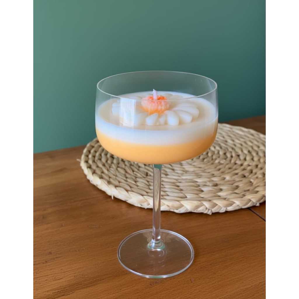 Vela Aromática Decorativa  de Cera de Coco Artesanal Taça de Coupe de Vidro Personalizada Perfumada