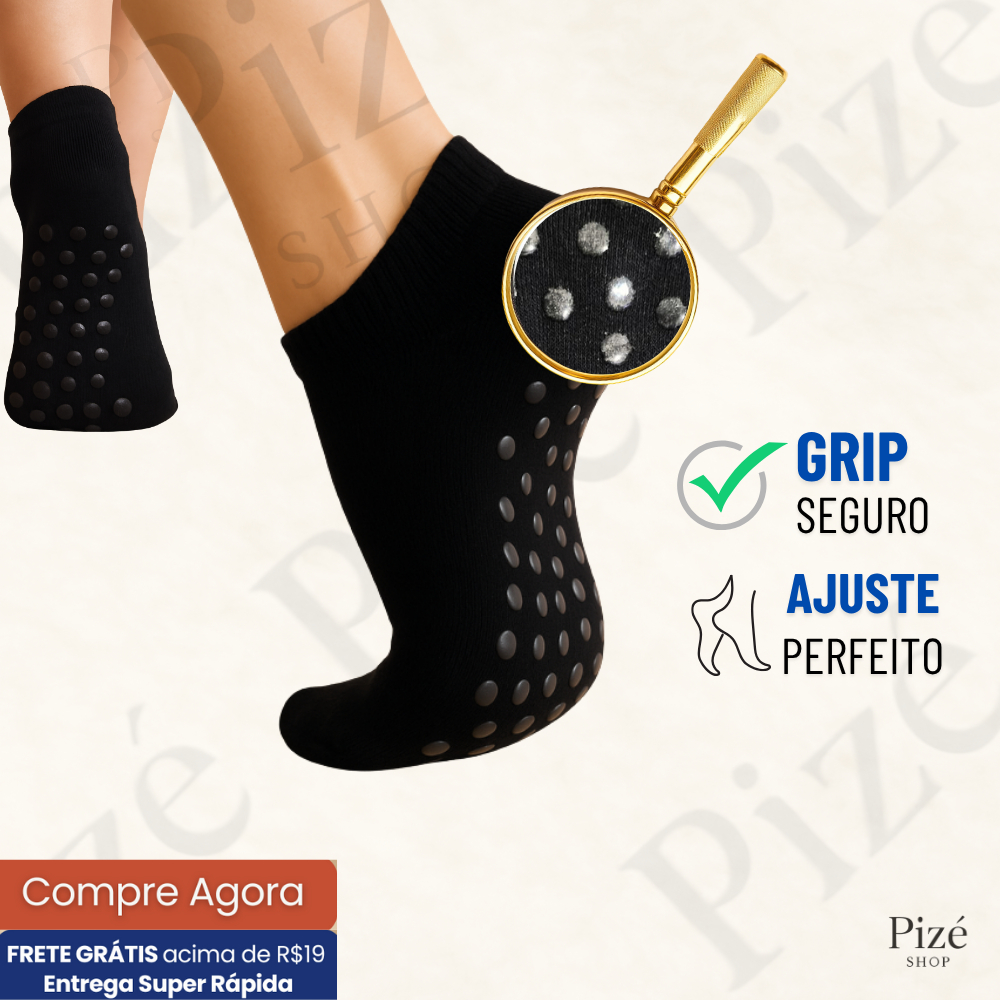 Meias para Pilates e Academia Antiderrapantes Seguras, Algodão - Opções de 1 a 3 Pares