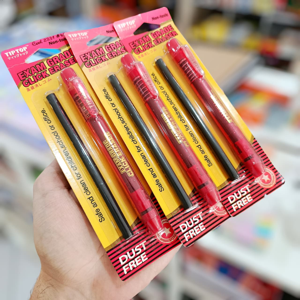 Caneta Borracha TipTop Eraser Click + Refil – Borracha Retrátil Apaga sem Borrar Dust Free em Oferta na Shopee