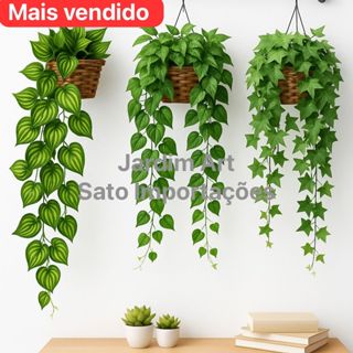 1 Vaso de Fibra Natural + 1 Cordão Planta Pendente (Melancia/Hera/Jiboia) - Elegância 1V1C em Oferta na Shopee
