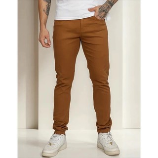 Calça Masculina Sarja C/ Elastano Lycra ePreta Azul Marinho Bege Caramelo Cinza Chumbo Verde