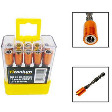 Kit 10 Ponteiras Bits Philips PH2 Magnetizadas Cr-V – Titanium Platina em Oferta na Shopee