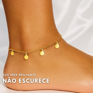 Tornozeleira Feminina Aço inoxidável medalhinha tornozeleira colar medalhinha