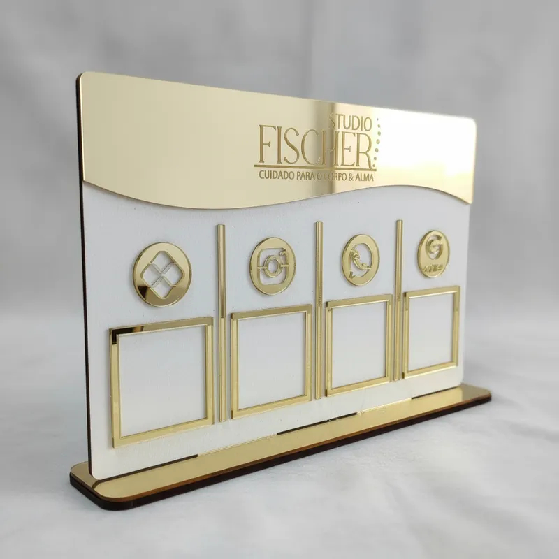 Placa Display 04 QRCode Pix Instagram Whatsapp Google Wifi Mdf Acrílico Espelhada  Personalizado