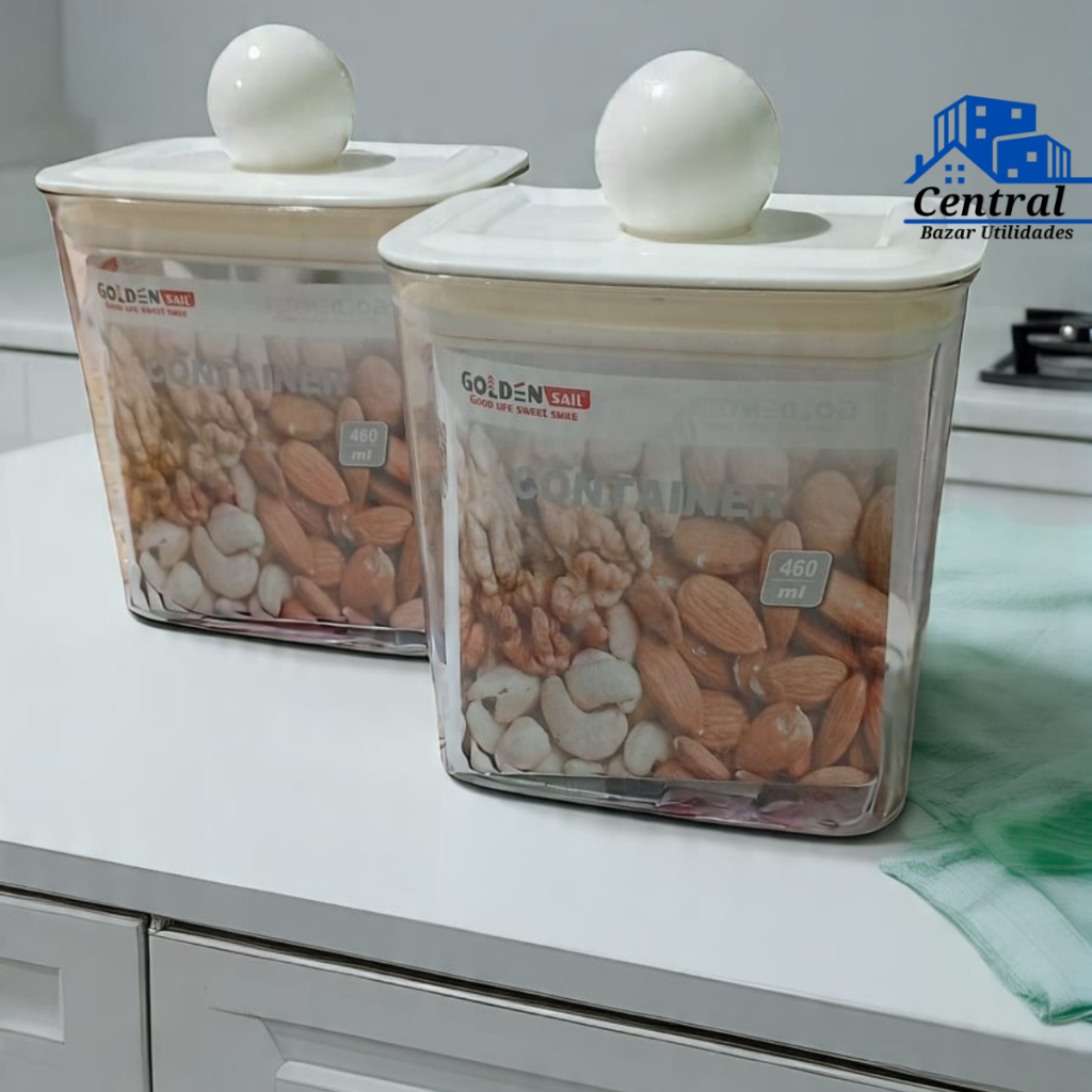 Mini Pote Hermético de Acrílico 460ml com Tampa e Vedação de Silicone