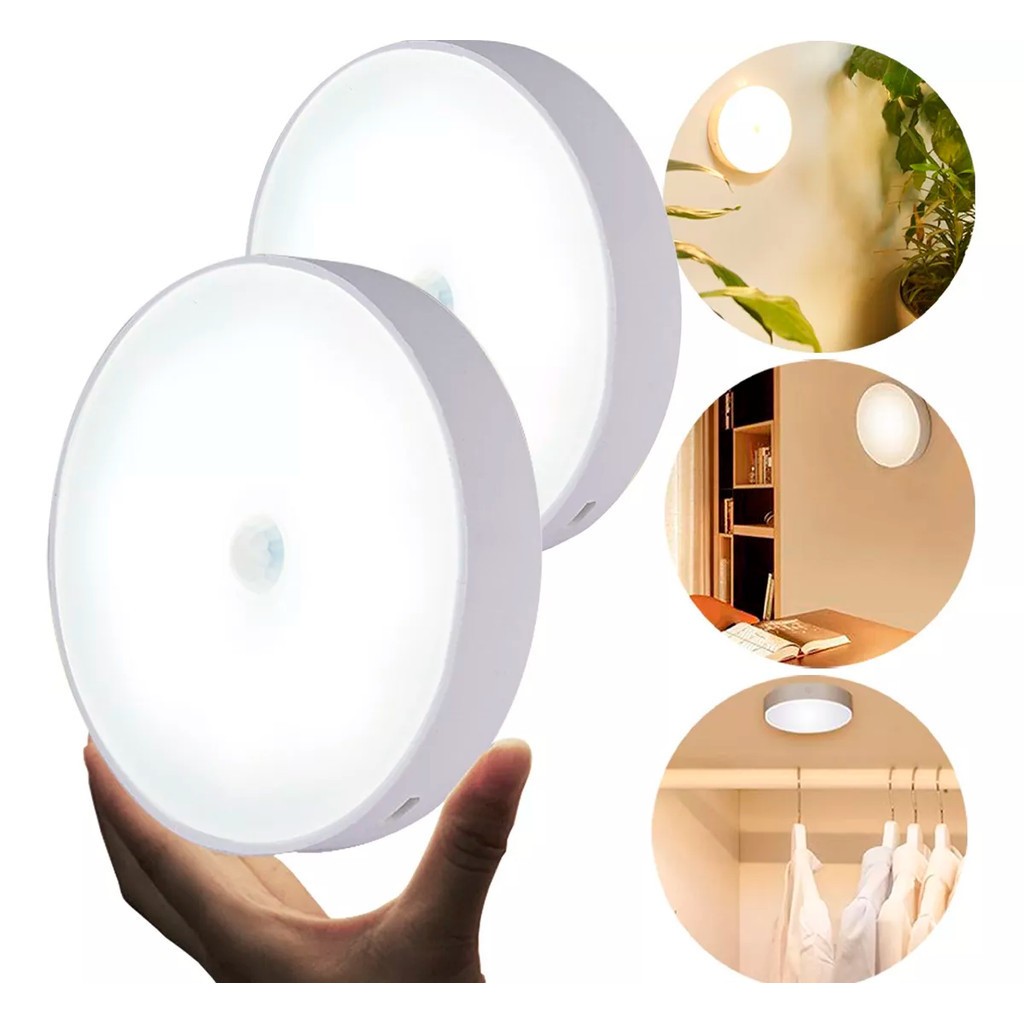 Kit 2-8 Luminária Led Lâmpada Sem Fio Sensor Presença Automático Inteligente Recarregável USB