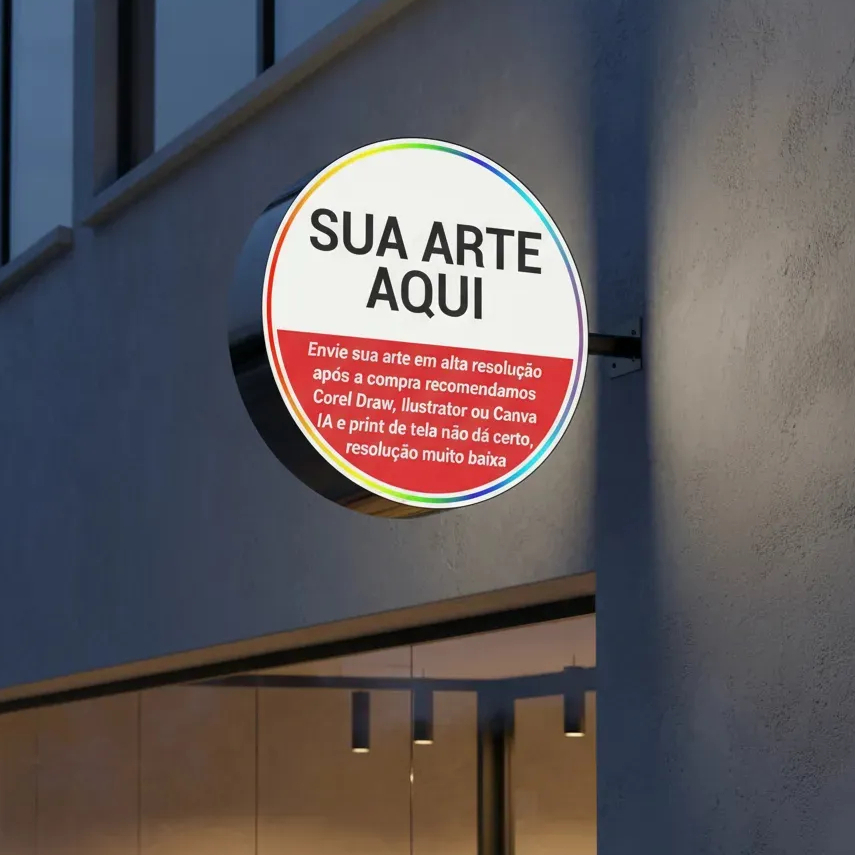 Luminoso Redondo 60cm 2 Faces Fachada Loja Comércio em Oferta na Shopee