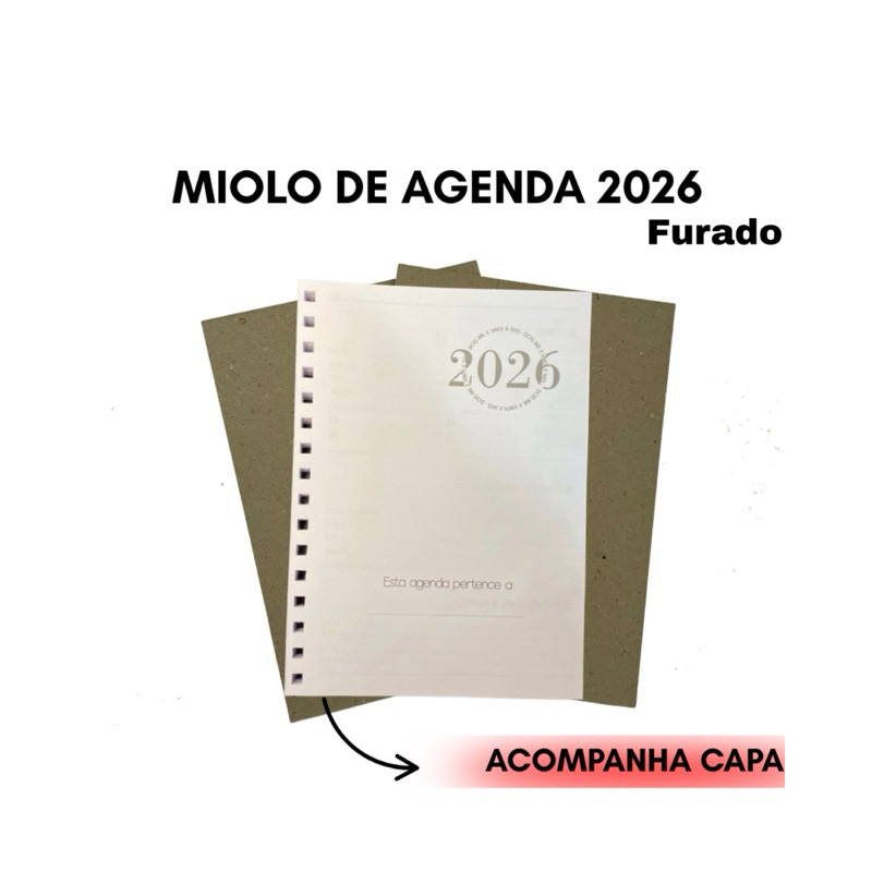 Miolo de Agenda 2026 com Capa Dura | Furado em Oferta na Shopee