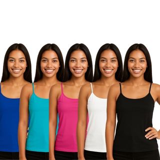 KIT 5 Camiseta Feminina Regata Alcinha 100% Poliéster Leve Confortável Verão