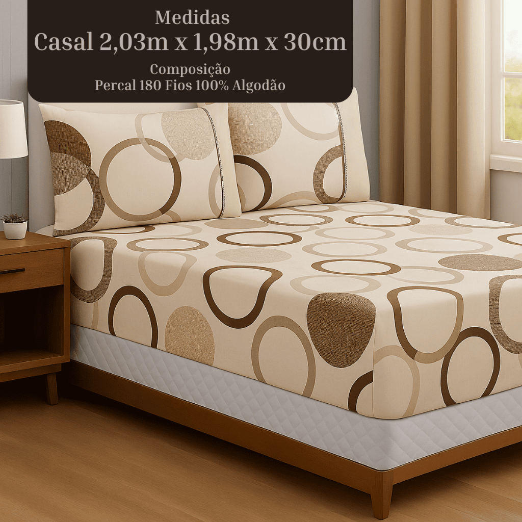 JOGO DE CAMA SUPER KING 3 PEÇAS - PERCAL 180 FIOS 100% ALGODÃO (40 CM DE ALTURA) em Oferta na Shopee