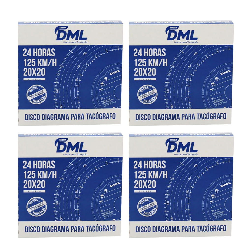 Kit 4 Caixas Disco Tacógrafo Diário 125km Resistente 24 Horas DML em Oferta na Shopee