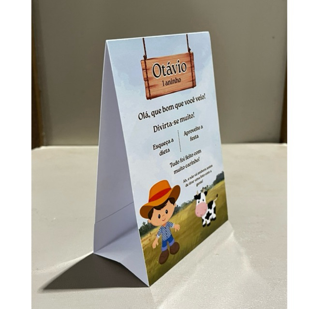 KIT PLAQUINHAS DE AGRADECIMENTO | CENTRO DE MESA | ANIVERSÁRIO FAZENDINHA | PERSONALIZADO FESTA FAZENDINHA
