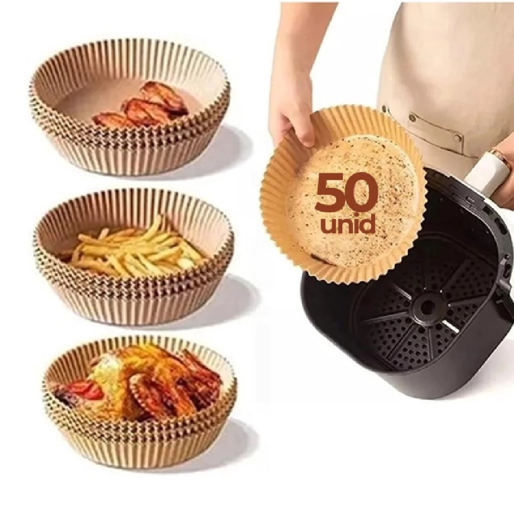 Kit Forma Air Fryer Antiaderente Redonda Forro De Papel Vegetal Descartável