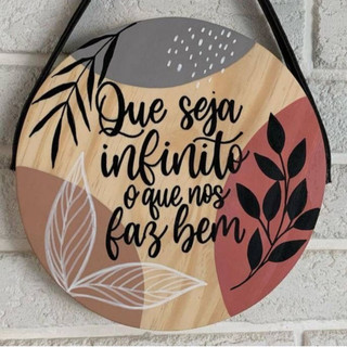 Plaquinha de Parede ou porta Redonda MDF 20x20 Enfeite de Porta/Parede com Frase Motivacional Floral decoração