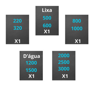 Lixa 220 320 500 600 800 1000 1200 1500 2000 2500 3000 Kit 1 2 ou 3 de cada Polimento Lixamento Água em Oferta na Shopee