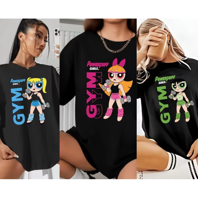 Kit 3 Camisetas 100% algodão Camisa Blusão Larga Academia Treino Crossfit Corrida Meninas Poderosa Gym