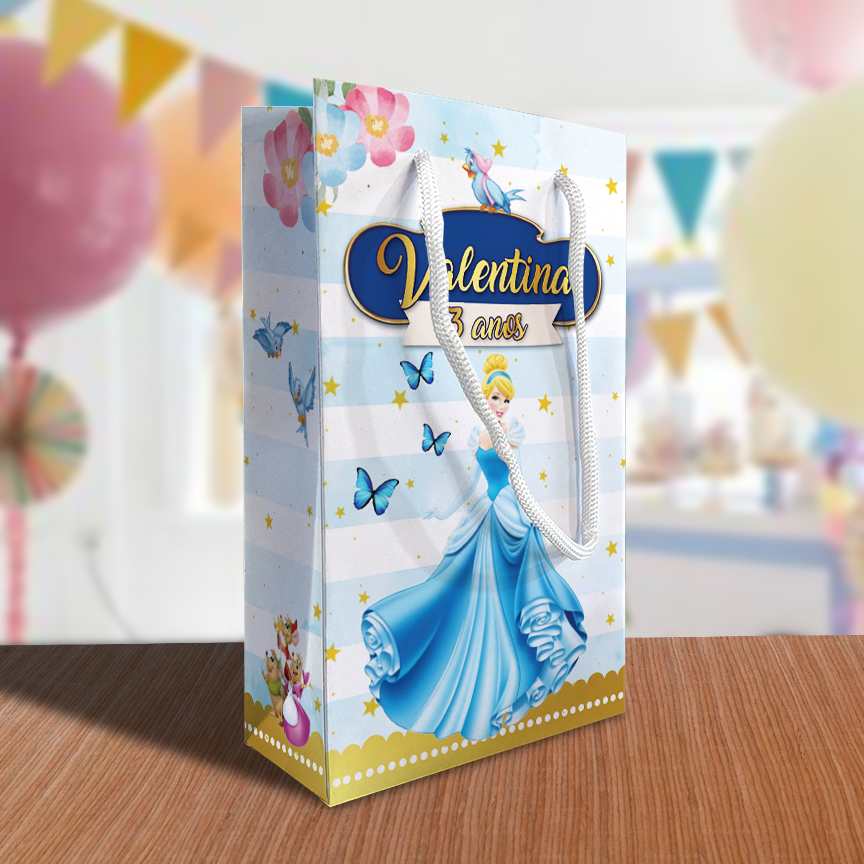 Sacolinha Cinderela Personalizada Festa Lembrancinha Kit Festa Sacola Princesa Princesas