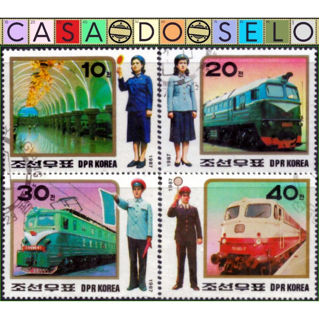 Coréia do Norte - Uniformes ferroviários e trens - 1987 - C - AS20550