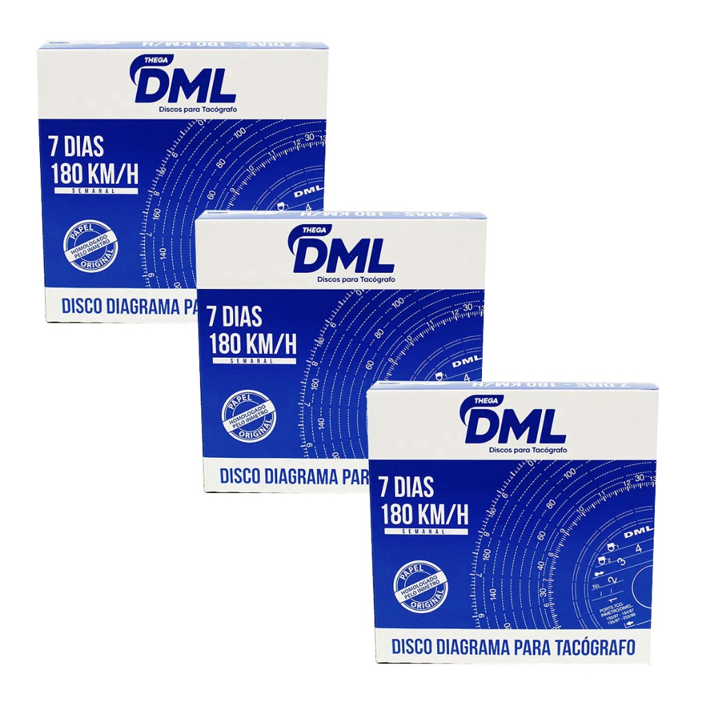 Kit 3 Caixas Disco Tacógrafo Semanal 180km DML em Oferta na Shopee