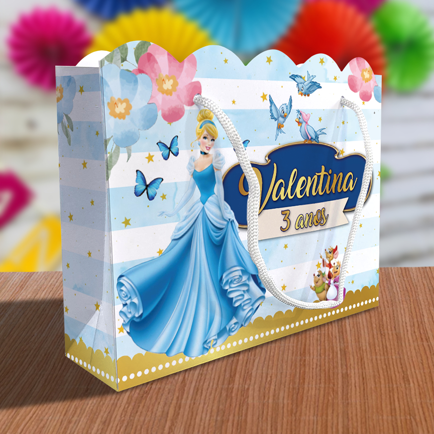 Sacolinhas Ondulada Personalizadas Kit Festa Cinderela (20x15x5,5cm) Lembrancinha Princesas em Oferta na Shopee