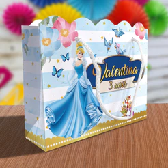 Sacolinha Cinderela Ondulada Personalizada Kit Festa Lembrancinha Princesas Princesa Sacola Gata Borralheira Ella