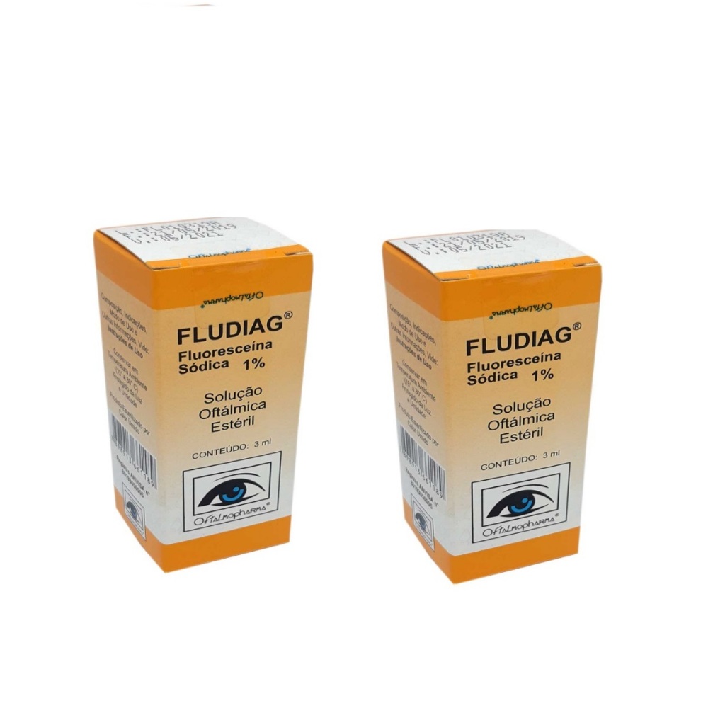 Kit 2 Colirio Fludiag Fluoresceina Sodica 1% 3 ml