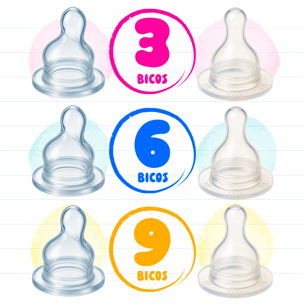 Kit 9 Bico De Mamadeira Redondo Tetê 100% Silicone Universal