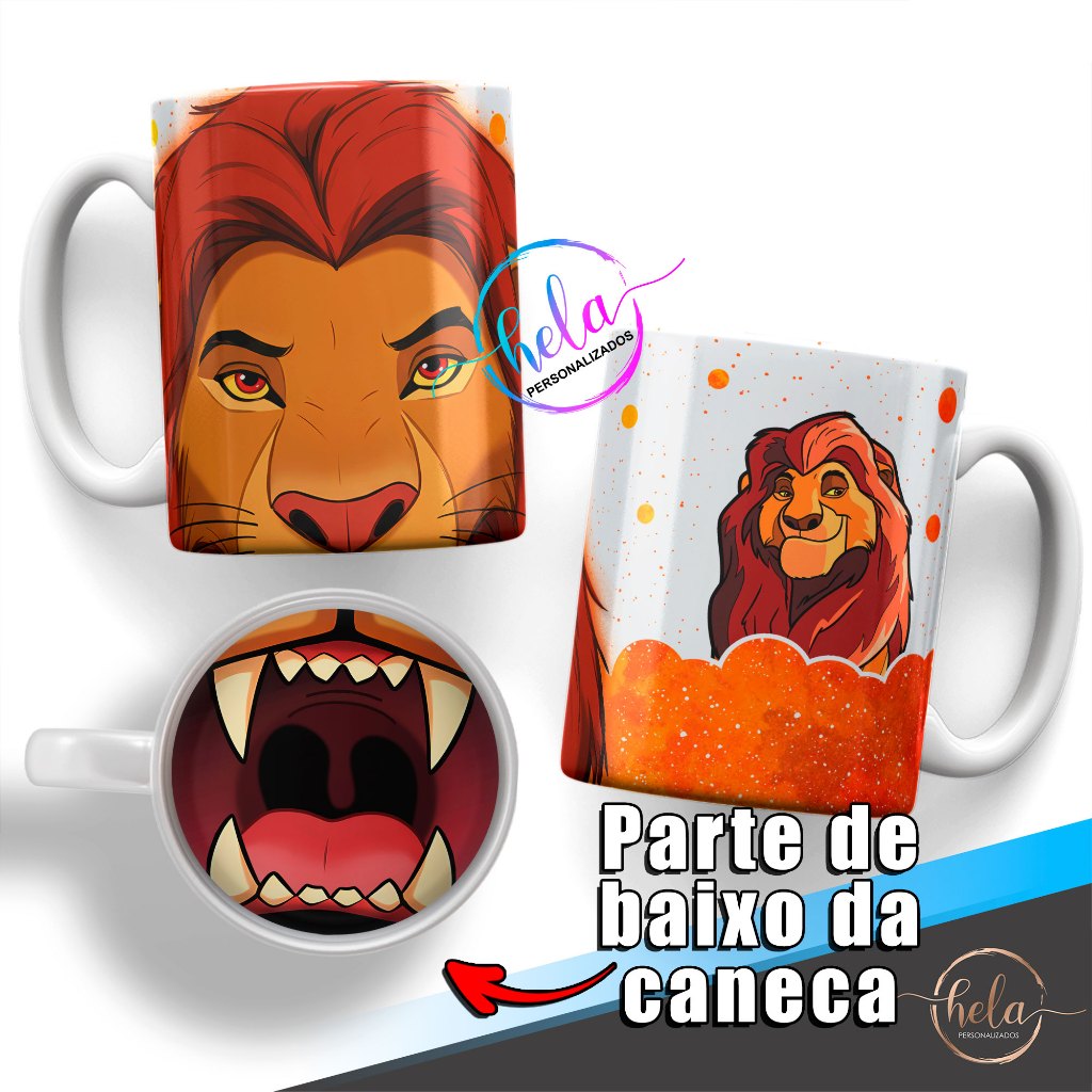 Caneca Simba O Rei Leão Disney Bocão Com Boca Em Baixo Personalizada