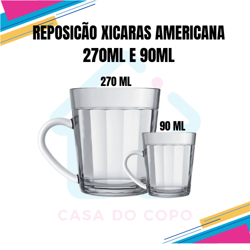 Reposição Xícara Americana 270ml e 90ml - Nadir em Oferta na Shopee